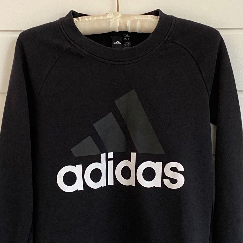 Adidas Essentials Black Crew Neck Sweatshirt S - image 4